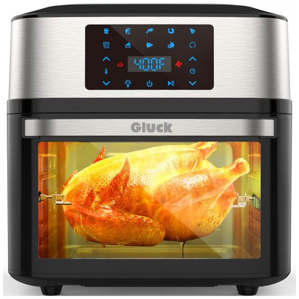 ectqvl6fgncc0b_0 jpg - Forno Fritadeira Elétrica Air Fryer 19 Litros 10 em 1 com Janela de Cozimento Visível, 110V 1800W, GLUCK, Preta