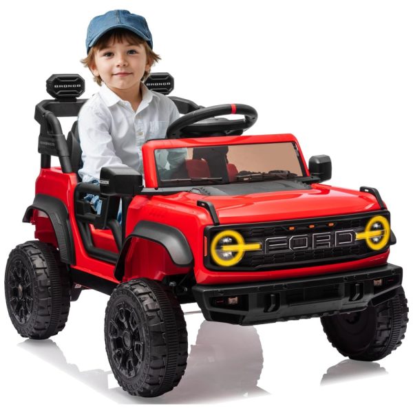 ectqvrcbpcdd0b_0 jpg - Carro Elétrico Infantil 12V, Ford Bronco 1 Assento, com Controle Remoto, Suspensão nas 4 Rodas, Música via Bluetooth, First Ride On, Vermelho