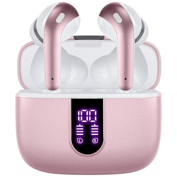 ectqvt1d2dl90b_0 jpg - Fones de Ouvido Bluetooth com Estojo de Carregamento e Intra Auriculares IPX5 à Prova Dágua, TAGRY, Rosa