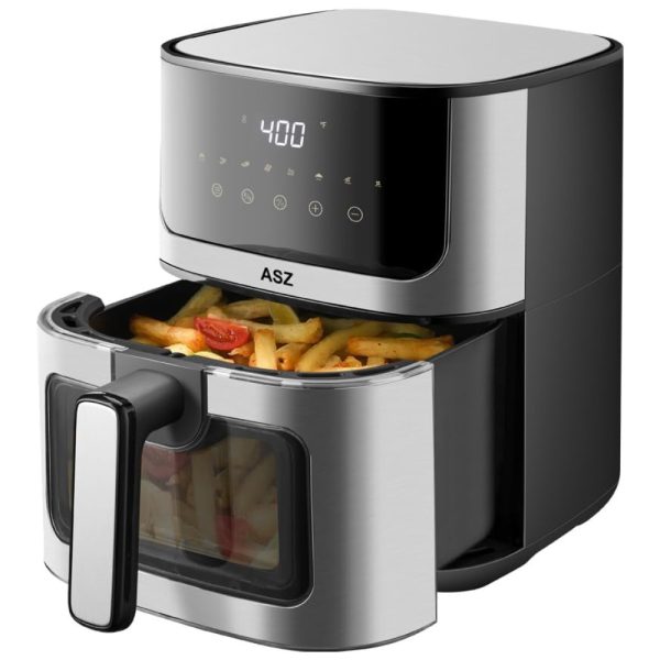 ectqvt6kgdjc0b_0 jpg - Fritadeira Elétrica Air Fryer 4,6L com Cesta Antiaderente, Temporizador, Controle de Temperatura e 8 Predefinições, 110V 1400W, ASZ, Prata e Preta