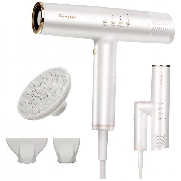 ectqvxkj49890b_0 jpg - Secador de Cabelo Profissional ÍON com Alta Velocidade 110000 RPM, KANGLYA, Branco