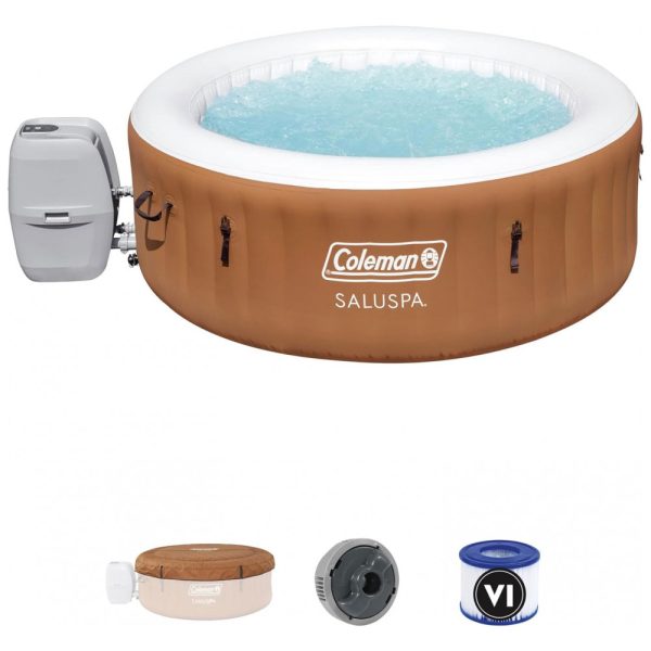 ectqwnvkvbc90b_0 jpg - Spa Inflável Hidromassagem para 2 a 4 Pessoas com 120 Jatos Calmantes e Capa, Coleman, Marrom