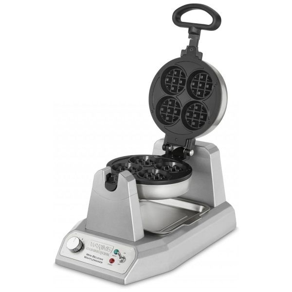 ectqwpjy9d180b_0 jpg - Mini Máquina de Waffle Rotativa Aço Inoxidável, 1200W, 110v, WARING WMB400X, Prateado