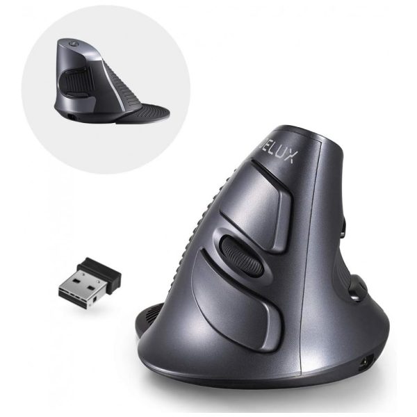 ectqwqzl39n90b_0 jpg - Mouse Ergonômico Vertical sem Fio Reduz a Tensão do Pulso com Botões Silenciosos, 1000, 4000 DPI 6 Botões, DELUX M618G DB, Preto