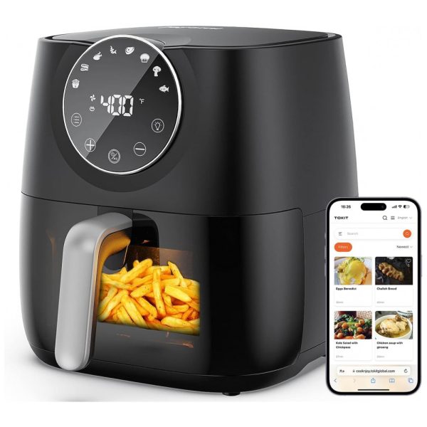 ectqx8tkt69b0b_0 jpg - Fritadeira Elétrica AirFryer 5.6L em Aço Inoxidável com Painel Digital, 110V 1700W, Joyami, Preta