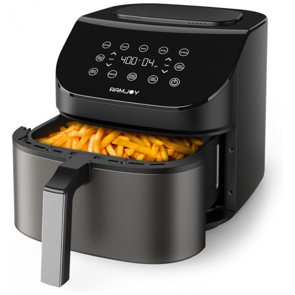 ectqx9k67lfc0b_0 jpg - Fritadeira Elétrica Air Fryer 6 Litros 10 em 1 com Tela Digital e Cesta Antiaderente, 110V 1600W, Preta