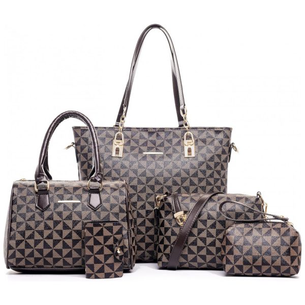 ectqxn72b9180b_0 jpg - Conjunto de Bolsas Femininas 6 Peças com Carteira, 2E youth, Marrom