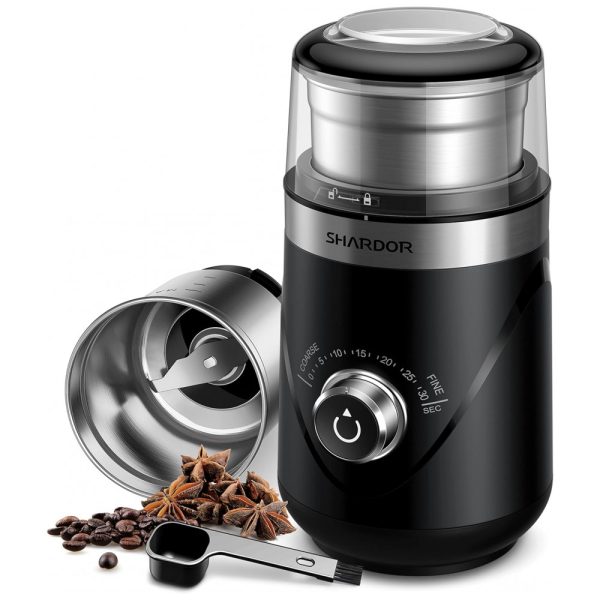 ectqxsjgjcj80b_0 jpg - Moedor de Café e Grãos Elétrico Profissional 70g, Aço Inoxidável, 110v, SHARDOR US CG638B2009, Preto