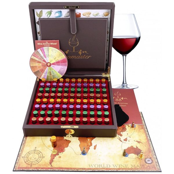 ectqy2o65zo00b_0 jpg - Kit com 88 Aromas de Vinho para Sommeliers com Jogo de Tabuleiro Sobre Aromas, AROMASTER, Marrom