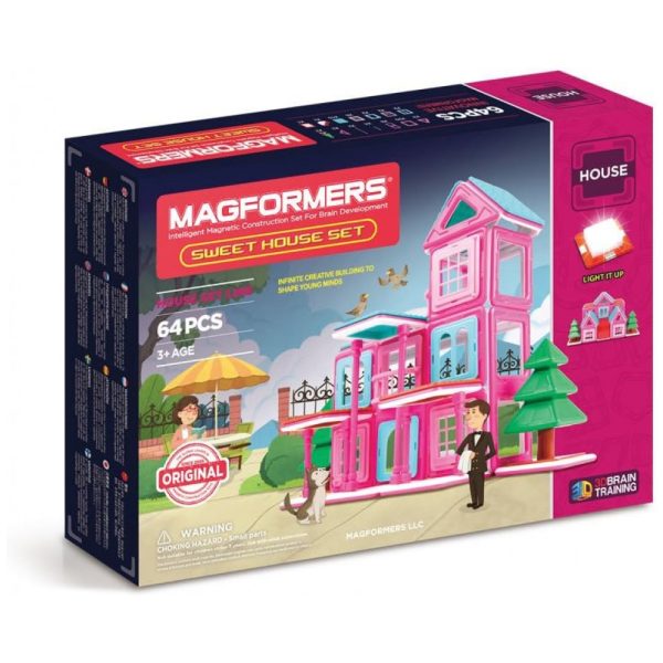 ectqy3i6pje10b_0 jpg - Kit de Construção Doce Casa Geométrico Educativo 64 Peças, para Crianças a Partir de 3 Anos, MAGFORMERS 05001, Rosa