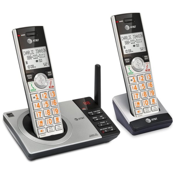 ectqycrwp5370b_0 jpg - Dois 2Telefones Sem Fio Expansível Sistema de Atendimento Bloqueador de Chamadas inteligente, prateado, ATT CL82207, Prateado