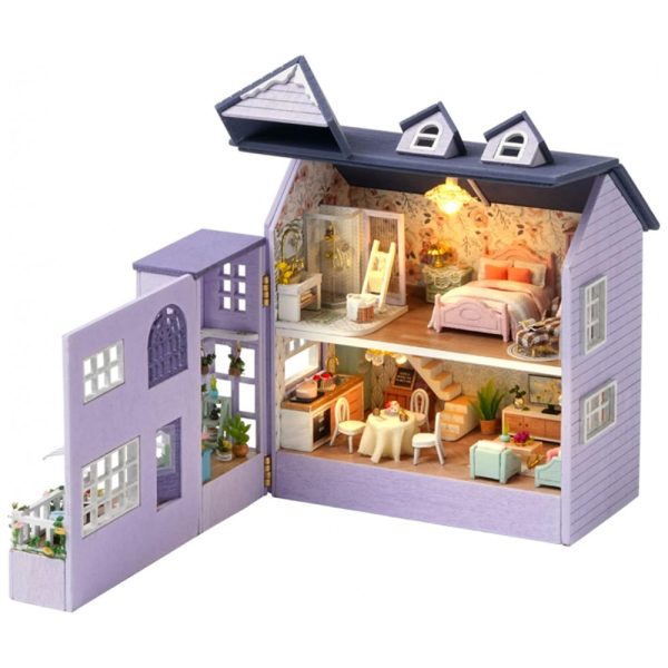 ectqydgjb2pb0b_0 jpg - Casa de Bonecas em Miniatura feita em Madeira com Detalhes 3D e LEDS, Roroom, Roxa