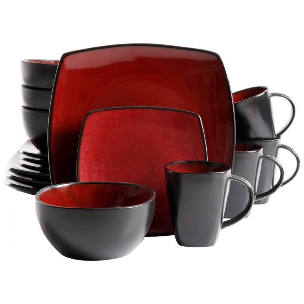 ectqyoedj8300b_0 jpg - Aparelho de Jantar com 16 Peças em Cerâmica, Serve 4 Pessoas, Gibson Elite Soho, Vermelho