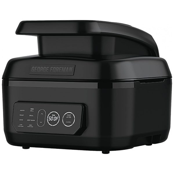 ectqytjvb9pb0b_0 jpg - Churrasqueira Elétrica Grill Interno 7 em 1 com Tecnologia Air Fryer, 110V George Foreman MCAFD800D, Preta