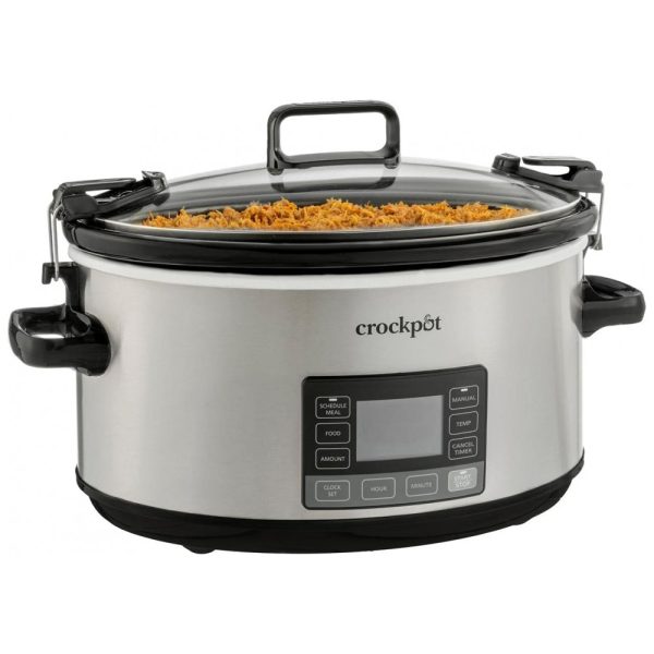 ectqyvkq4f790b_0 jpg - Panela Elétrica Multifuncional 7L Portátil com Temporizador e Tampa de Travamento, 110V 1500W, Crock Pot, Prata