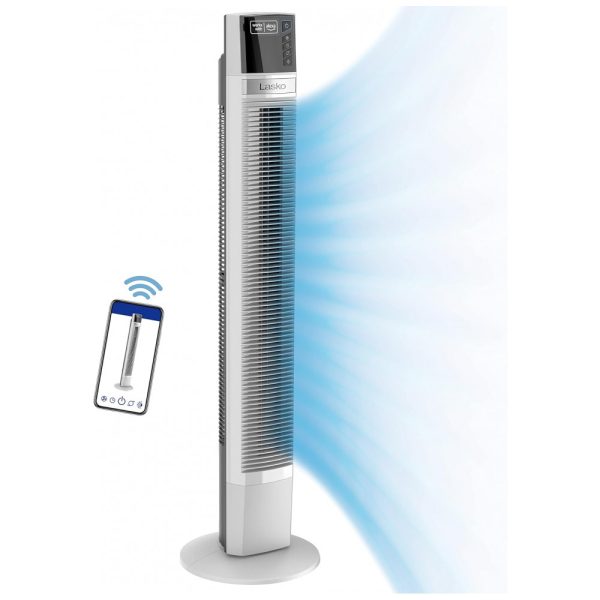 ectqz25c4n690b_0 jpg - Ventilador de Torre Oscilante com 4 Velocidades, Alexa e Temporizador, 110V Lasko T48401, Branco