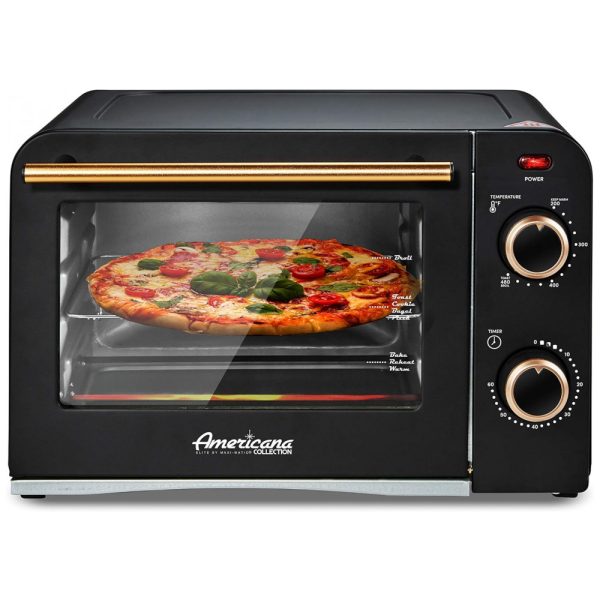 ectqz3y34tb80b_0 jpg - Forno Elétrico de Bancada Retro com 4 Níveis de Temperatura e Temporizador, 1300W, 110v, ELITE GOURMET ETO1200B, Preto