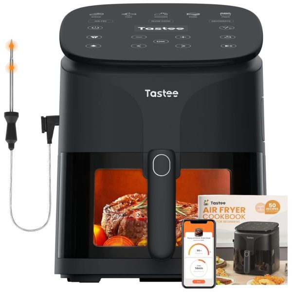 ectqz5d898zc0b_0 jpg - Air Fryer 8 em 1, 5.1L com 24 Predefinições de Cozimento, Janela de Visualização, Sonda Inteligente de Sensor Duplo, Cesto Antiaderente e Livro de Receitas, 110V 1700W, Tastee AG 42IC, Preta