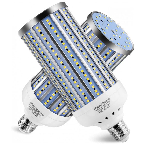 ectqzcv67hs70b_0 jpg - Lâmpada LED 500W 5500 Lumens 6500K Branca com Base E26, E27, 2 Unidades, FANNICOO, Branco