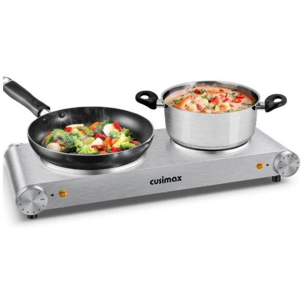 ectqzmy113c90b_0 jpg - Cooktop Elétrico de Bancada com 2 Queimadores Infravermelho, 110V 1800W, Cusimax, Prata