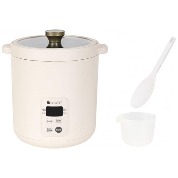 ectqznf9249b0b_0 jpg - Panela de Arroz Elétrica 1,3L com 4 Predefinições e Cesto Antiaderente, 110V, Soseki, Branca