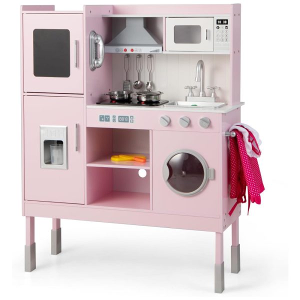 ectqzplq5vbc0b_0 jpg - Cozinha Infantil em Madeira com Exaustor, Forno, Micro ondas e Acessórios para Crianças Acima de 3 Anos, Costzon, Rosa