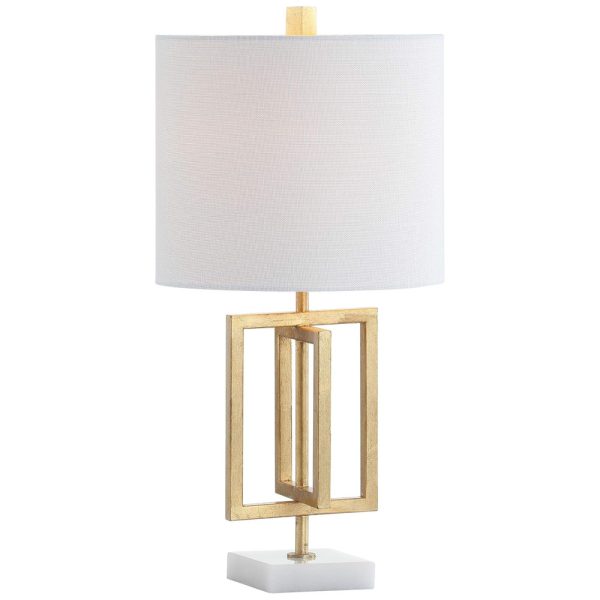 ectqzs8dgjr70b_0 jpg - Abajur Luminária de Mesa em Metal e Mármore, Estilo Contemporâneo Moderno com 51 cm de Altura para Quarto, Sala de Estar e Escritório, 110V 40W, JONATHAN Y, Dourado e Branco