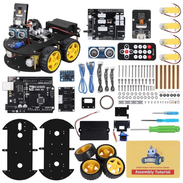 ectqzsr8zpk70b_0 jpg - Kit de Construção Carro Robô Inteligente UNO R3 com Sensor Ultrassônico e Controle Remoto para Crianças de 12 Anos ou Mais, ELEGOO, Preto