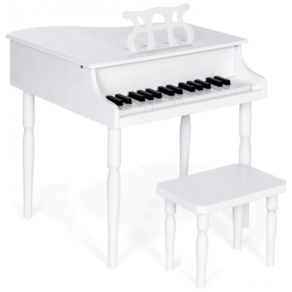 ectqzw57gyh70b_0 jpg - Piano de Cauda Infantil com 30 Teclas e Banco para Crianças de 1 a 5 Anos, Best Choice, Branco