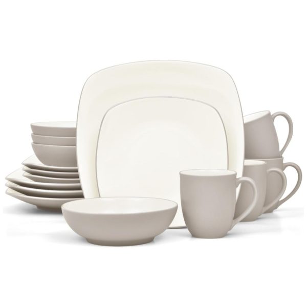 ectq16xxhcgc0b_0 jpg - Aparelho de Jantar para Todas as Ocasiões, Elegância e Sofisticação para Sua Mesa com 16 Peças, Formato Quadrado e Material de Cerâmica sem BPA, Noritake, Bege