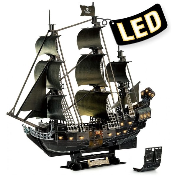 ectq311hqgg70b_0 jpg - Quebra Cabeças 3D Navio com Led para Crianças e Adultos, 293 Peças, CUBICFUN L520h 0, Preto