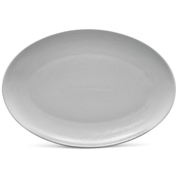 ectq36y417180b_0 jpg - Prato Oval 40 cm em Porcelana, 01 Unidade, Noritake GoG Swirl, Cinza