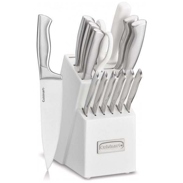 ectq4c6pqbs90b_0-1 jpg - Conjunto de Facas com Lâminas em Aço Inoxidável, 15 Peças, Cuisinart, Branco Brilhante