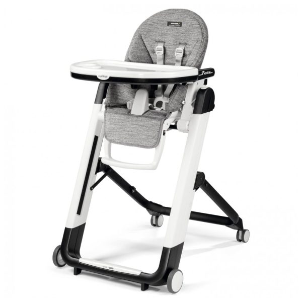 ectq6773lsx90b_0 jpg - Cadeira de Alimentação Cadeirão com Altura do Assento Ajustável e 4 Rodas, Peg Perego, Cinza e Branco