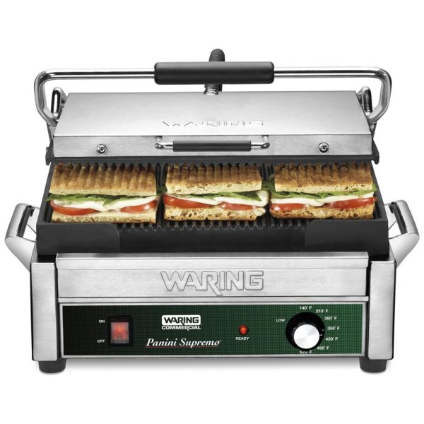 ectq6kvuga200b_0 jpg - Grill Elétrico em Aço Inoxidável com Bandeja Coletora Removível e Plugue de 5 a 15 Fases, 110V 1800W, Waring WPG250, Prata