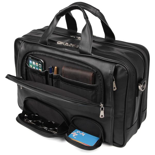 ectq85gcp2y60b_0 jpg - Bolsa Carteiro Masculina de Couro Genuíno para Laptop com 17,3 Polegadas e Fecho em Zíper, Texas, Preta