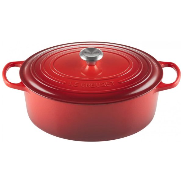 ectq8lnh5av00b_0 jpg - Panela de Ferro Fundido Oval 8 Litros Forno Holandês Esmaltado e Antiaderente, LE CREUSET LS2502 3367SS, Laranja escuro