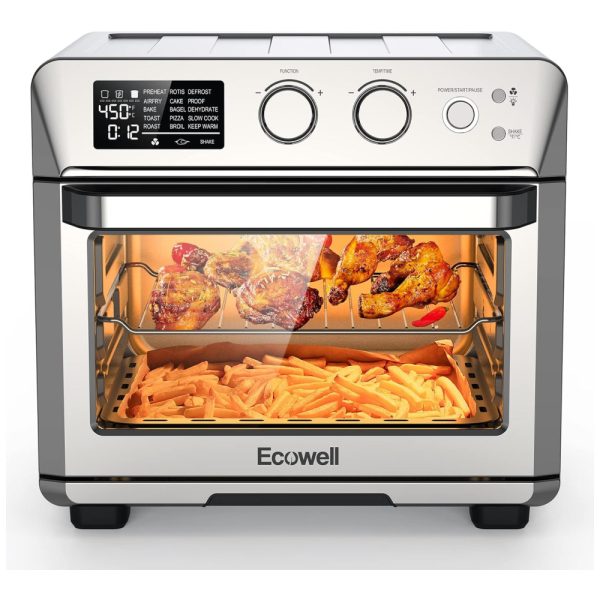 ectq9ssw5dxb0b_0 jpg - Forno Elétrico de Bancada 15 em 1, 25L com Função Air Fryer, Espeto Giratório, em Aço Inoxidável e Bandeja de Migalhas Removível, 110V 1700W, ECOWELL ECOKX01, Prata