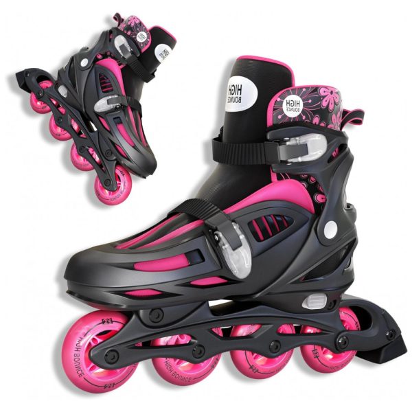 ectqah3nv3h10b_0 jpg - Patins Regulável e Ajustável para Adultos e Crianças, Tam BR 36 a 39, High Bounce, Rosa