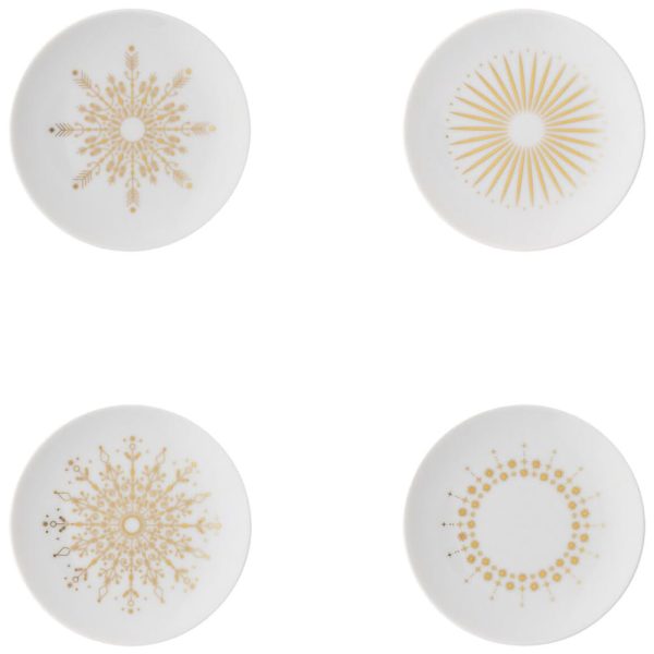 ectqb34ds6fd0b_0 jpg - Conjunto de Pratos para Aperitivo com 4 Peças, Formato Redondo e Material de Porcelana, Rosenthal TAC Gropius Festive, Branco e Dourado