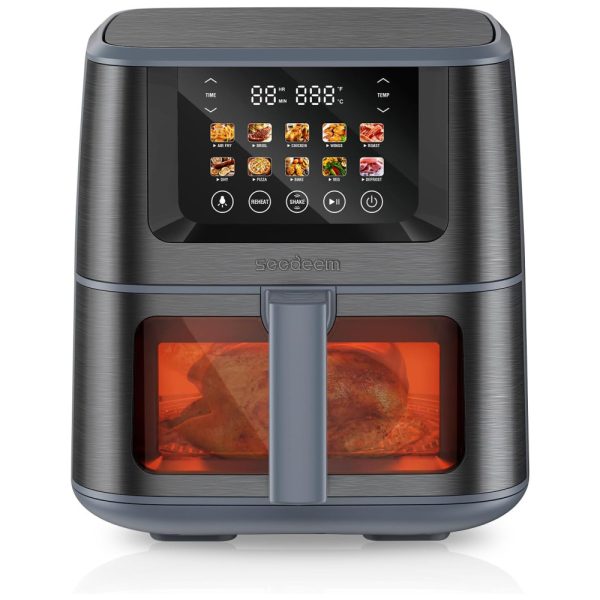 ectqbs8h17lc0b_0 jpg - Fritadeira Elétrica Air Fryer 10 em 1, 7,4L com Tela LCD Digital, 10 Funções Predefinidas e Janela de Visualização, 110V 1800W, SEEDEEM, Cinza