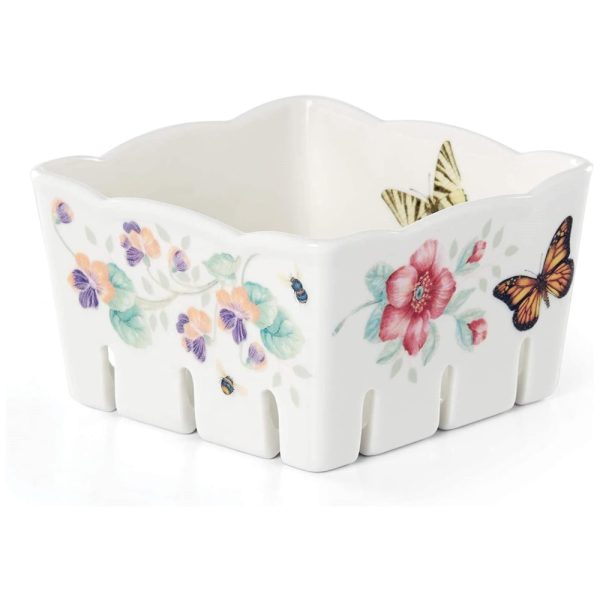 ectqbt15rk680b_0 jpg - Tigela de Frutas em Porcelana, Lenox Butterfly Meadow, Branco