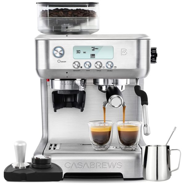 ectqc365sncc0b_0 jpg - Máquina de Café Expresso com Espumador de Leite, 15 Opções de Moagem e Display LCD, 110V 1500W, CASABREWS, Prata