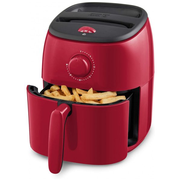 ectqctbzjph80b_0 jpg - Fritadeira Elétrica AirFryer 2.6L com Frigideira Antiaderente e Desligamento Automático, 1000W, 110V, DASH DCAF200GBRD02, Vermelho