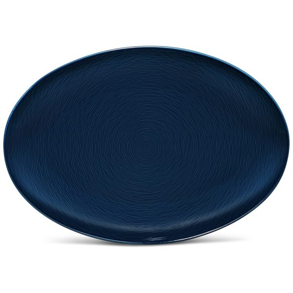 ectqdwm7q5r90b_0 jpg - Prato Oval 40 cm em Porcelana, 01 Unidade, Noritake NoN Swirl, Azul