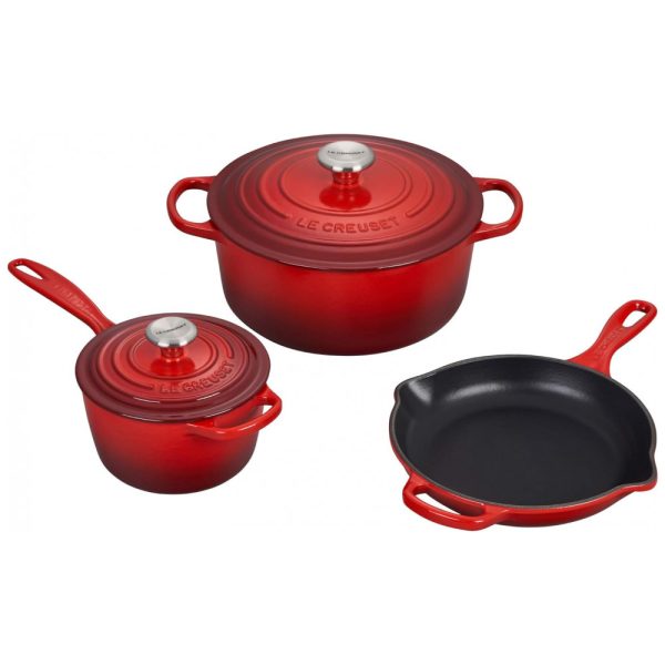 ectqehy02ha10b_0-1 jpg - Conjunto de Panelas e Frigideiras Antiaderentes de Ferro Fundido Esmaltado, 5 Peças, LE CREUSET MS1605 67SS, Vermelho