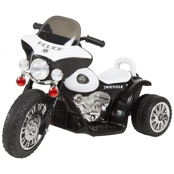 ectqeigkhh710b_0 jpg - Moto Elétrica Infantil 1 Assento com 3 Rodas e Faróis, 6V, Lil Rider Polícia, Branca e Preta