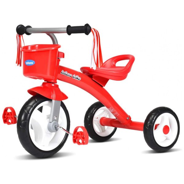 ectqf3l24dq70b_0 jpg - Triciclo Infantil com Assento Ajustável, Cesta e Rodas Silenciosas Premium para Crianças de 2 a 5 Anos, INFANS, Vermelho