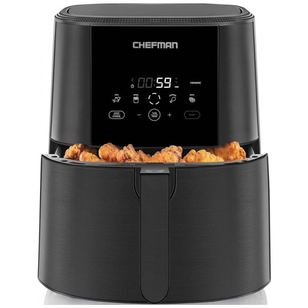 ectqf4ch1lj90b_0-1 jpg - Fritadeira Elétrica Air Fryer 5L de Capacidade com Painel de Controle Digital, 1500W, 110V, CHEFMAN TurboFry, Preto