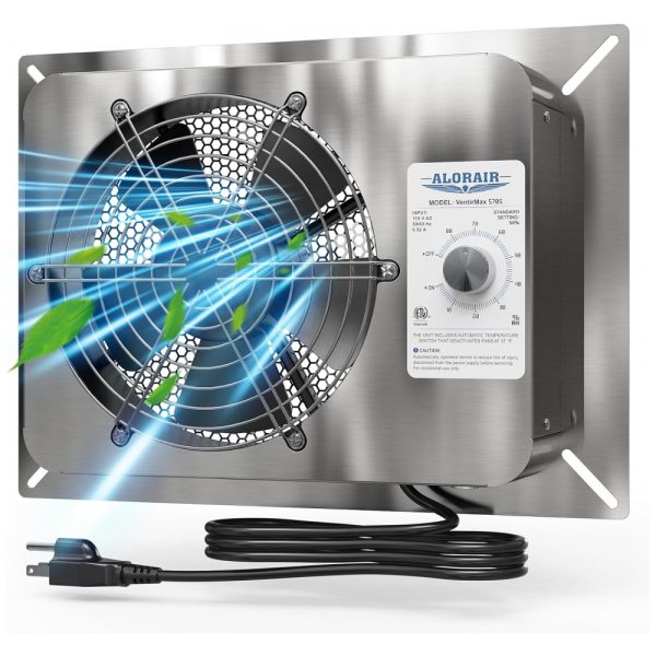 ectqfg527ldc0b_0 jpg - Ventilador com Umidistato e Exaustor de Aço Inoxidável para Porão, 115V, ALORAIR, Prata